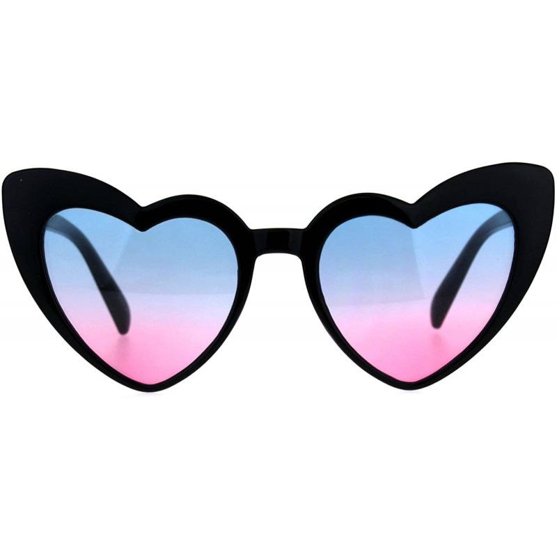 Round Womens Mod Heart Shape Plastic Funk Sunglasses - Black Blue Pink - CS180ZARWKU $8.88