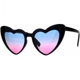 Round Womens Mod Heart Shape Plastic Funk Sunglasses - Black Blue Pink - CS180ZARWKU $8.88