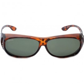 Rectangular Designer Polarized Fitover Sunglasses F02 63mm - Gloss Tortoise - C5182WGLQH2 $24.81