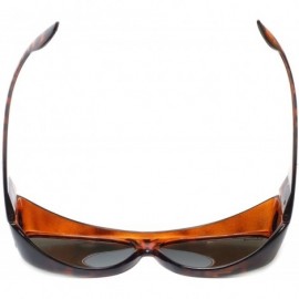 Rectangular Designer Polarized Fitover Sunglasses F02 63mm - Gloss Tortoise - C5182WGLQH2 $24.81