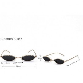 Oval Personality Crystal Fashion Men and Women Sunglasses Small Frame Oval Rhinestone Retro Sunglasses - 1 - CO190EWX05I $27.91