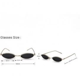 Oval Personality Crystal Fashion Men and Women Sunglasses Small Frame Oval Rhinestone Retro Sunglasses - 1 - CO190EWX05I $27.91