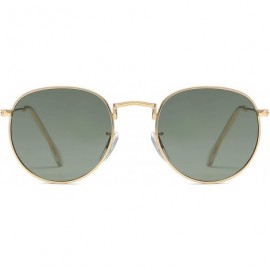 Oval Men Retro Sunglasses Metal Frame Gold Blue Mirror Sun Glasses Women Unisex UV400 - Gold With Pink - CR197Y6NN0I $22.13