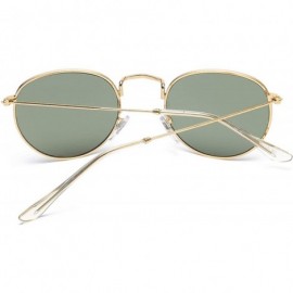 Oval Men Retro Sunglasses Metal Frame Gold Blue Mirror Sun Glasses Women Unisex UV400 - Gold With Pink - CR197Y6NN0I $22.13