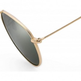 Oval Men Retro Sunglasses Metal Frame Gold Blue Mirror Sun Glasses Women Unisex UV400 - Gold With Pink - CR197Y6NN0I $22.13