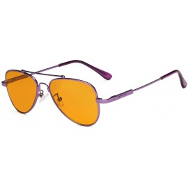 Aviator Anti Blue Light Glasses for Kids Computer Eyeglasses Pilot Style Memory Frame - Purple-s - CU18I0O5GKH $27.55