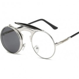 Oversized Retro Sunglasses Round Metal Frames Sun Glasses Women Men Eyewear Gold1 Black Gray - C2194O2SHLY $25.23