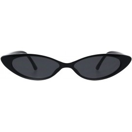 Oval Womens Fashion Sunglasses Skinny Oval Cateye Frame UV 400 - Black (Black) - CC18QS6MQ7I $12.70