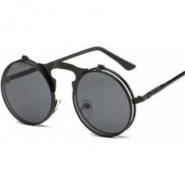 Oversized Retro Sunglasses Round Metal Frames Sun Glasses Women Men Eyewear Gold1 Black Gray - C2194O2SHLY $25.23