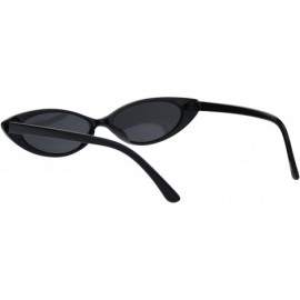 Oval Womens Fashion Sunglasses Skinny Oval Cateye Frame UV 400 - Black (Black) - CC18QS6MQ7I $12.70