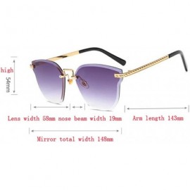 Aviator Fashion frameless trimming sunglasses - sunglasses women's UV protection sunglasses - E - C818RR3KKYT $40.65