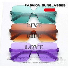 Rectangular Heart Shaped Rimless Sunglasses Transparent Candy Color Frameless Resin Lens Glasses for Men and Women - CT199Y5D...