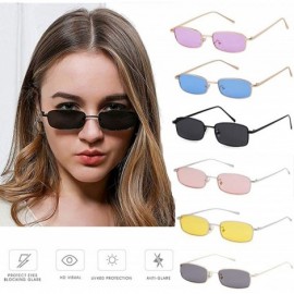 Square Retro Small Square Sunglasses Metal Frame Clear Candy Colors Lens Glasses - Grey - CI180M0E5O6 $13.29