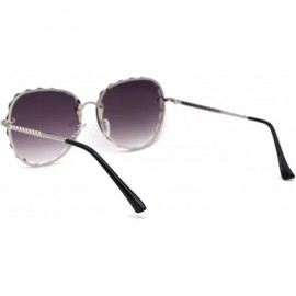 Butterfly Womens Flower Petal Bevel Lens Butterfly Sunglasses - Silver Smoke - C118ZMG8A7O $14.60