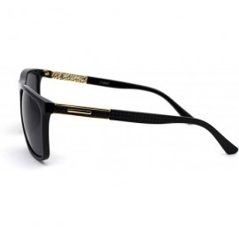 Rectangular Mens Elegant Designer Fashion Stylish Plastic Rim Sunglasses - Shiny Black Gold Black - CM18YGI856W $10.80