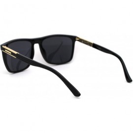 Rectangular Mens Elegant Designer Fashion Stylish Plastic Rim Sunglasses - Shiny Black Gold Black - CM18YGI856W $10.80