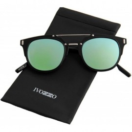 Oversized Stylish Sunglasses for Women Modern Double Wire Design Cat Eye Mirrored - Black Frame / Mirrored Green Lens - CV18O...