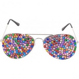 Aviator Rhinestone Rave Glasses Goggles with Bling Crystal Glass Lens - Colorful - CJ18U3I8762 $8.34