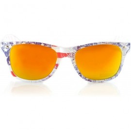 Square Vintage American Flag Horn Rimmed Frame Sunglasses A208 - Yellow Rv - C618G3XDQLS $10.47