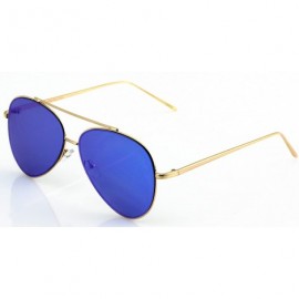 Aviator Mirrored Oversized Aviator Sunglasses for Men and Women with Flat Mirror Lens - Blue Mirror - CZ1843GZIQR $8.55