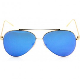 Aviator Mirrored Oversized Aviator Sunglasses for Men and Women with Flat Mirror Lens - Blue Mirror - CZ1843GZIQR $8.55