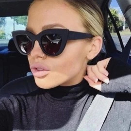 Oversized New Cat Eye Sunglasses Women Flat Top Oversized Mirror White - White Black - CZ18XAKLEMD $11.57