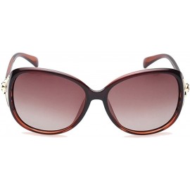 Oversized Fashion Polarized Sunglasses for Women 100% UV Protection Oversized Sun Glasses for Driving Shopping - Brown - C918...