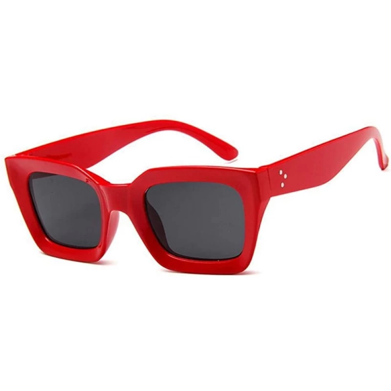 Aviator 2019 New Square Sunglasses Women Italy Luxury Brand Designer Women BrightBlack - Red - CW18XGGMT8Q $9.83