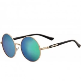 Goggle Modern Inspired Sunglasses for Women Mirror Round Circle Metal Frame - CN18O7IG9XH $10.29