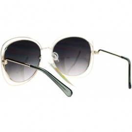 Butterfly Double Scribble Rectangular Designer Fashion Metal Butterfly Sunglasses - Gold Slate - C0127A9V2LZ $14.73