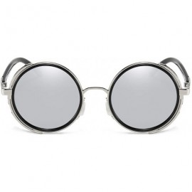 Goggle Steampunk Vintage Retro Round Sunglasses Metal Circle Frame - Silver Lens+gold Frame - CP18Q72MNWK $15.07