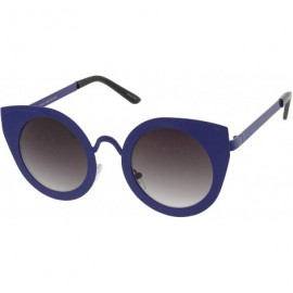 Round Women's Metal Frame Oversize Round Cat Eye Sunglasses 47mm - Blue / Lavender - CZ12KUKL7NP $10.19