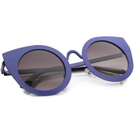 Round Women's Metal Frame Oversize Round Cat Eye Sunglasses 47mm - Blue / Lavender - CZ12KUKL7NP $10.19