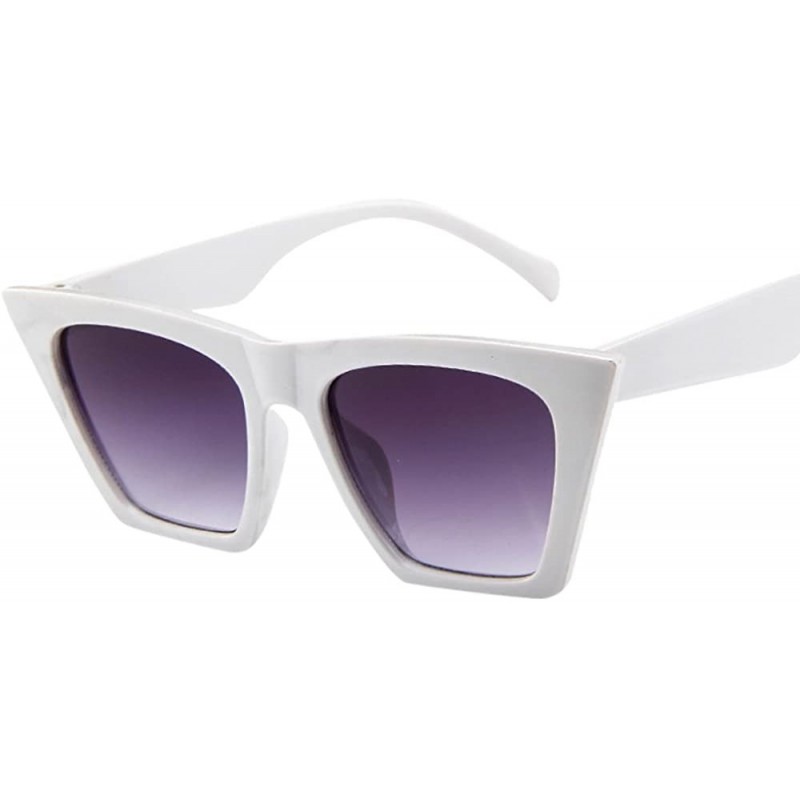 Oversized Women Oversized Sunglasses Vintage Retro Cat Eye Sun Glasses Ladies Fashion Eyewear - White - CK196HENCW5 $8.57