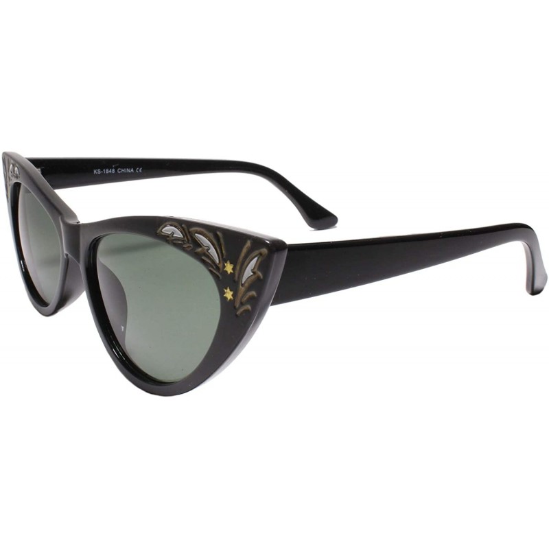 Cat Eye Classy Elegant Exotic Retro Fashion Cat Eye Chic Sunglasses Pointy - Green - CJ197035ONZ $13.63