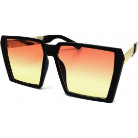 Oversized 7292-1 Premium Oversized XXL Vintage Square Flat Top Sunglasses - Pink Yellow - C518OUXKXNX $13.47