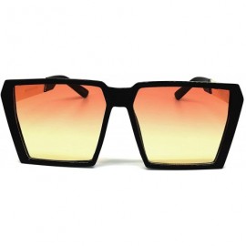 Oversized 7292-1 Premium Oversized XXL Vintage Square Flat Top Sunglasses - Pink Yellow - C518OUXKXNX $13.47