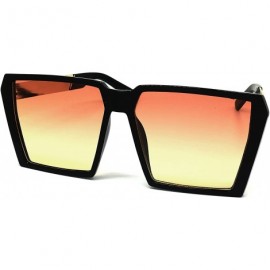 Oversized 7292-1 Premium Oversized XXL Vintage Square Flat Top Sunglasses - Pink Yellow - C518OUXKXNX $13.47