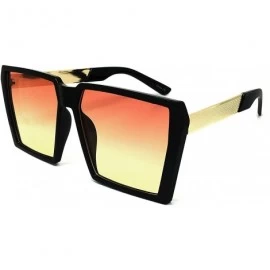 Oversized 7292-1 Premium Oversized XXL Vintage Square Flat Top Sunglasses - Pink Yellow - C518OUXKXNX $13.47