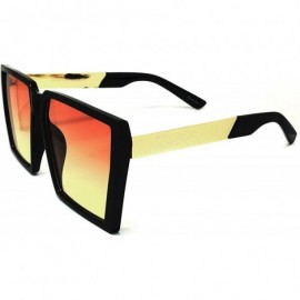 Oversized 7292-1 Premium Oversized XXL Vintage Square Flat Top Sunglasses - Pink Yellow - C518OUXKXNX $13.47