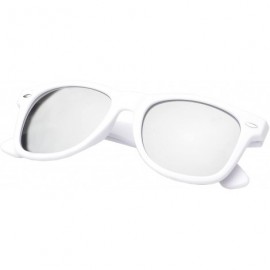 Wayfarer Retro Square Fashion Sunglasses in Black Frame Blue Lenses - White Mirror - CW11OJA1D1D $9.83