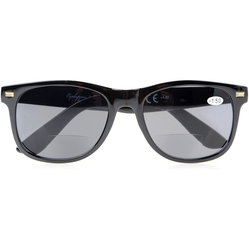 Round Bifocal Sunglasses Mens Womens Sun Readers Retro Classic Black +2.5 - C2180ECKCU2 $12.29