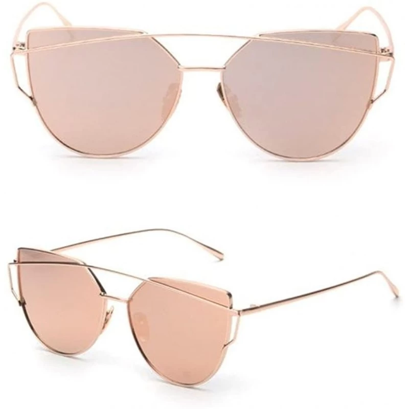 Oval Fashion Classic Women Metal Frame Mirror Sunglasses Cat Eye Glasses - C612JU2XITZ $8.72