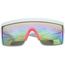 Wrap 80's Neon Semi Rimless Style Retro Rainbow Mirrored Transparent Lens ZigZag Sunglasses - CV18DARODYS $9.34