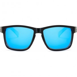 Goggle Polarized Square Sunglasses Women Men Vintage Driving Fishing Glasses - Black&blue Blue - CD192QRLIET $12.31