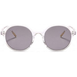 Round Women Fashion Eyewear Round Beach Sunglasses with Case UV400 Protection - Transparent Frame/Light Grey Lens - C618WU0DG...