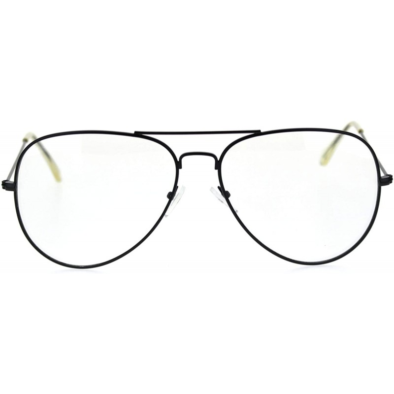 Oversized Trendy Oversized Officer Style Tear Drop Shape Metal Clear Lens Eyeglasses - Matte Black - C118THI3748 $10.84