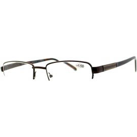 Rectangular Reading Glasses Magnified Lens Half Rim Rectangular Spring Hinge - Brown - C91889Y90N4 $12.01