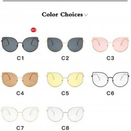 Aviator 2019 New Big Cat Eye Sunglasses Women Men Luxury Brand Designer Fashion C7 - C6 - CT18YZWNSIZ $8.52