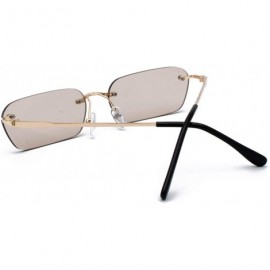 Rimless Rimless Rectangle Sunglasses Women Accessories Square Sun Glasses for Men Small - Gold With Brown - CB18RRWXMG8 $13.05